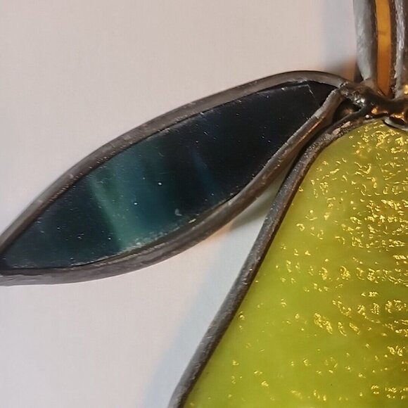 AS IS READ Stained Glass Pear Suncatcher Fruit Window Hanging Needs Repair - Picture 4 of 6